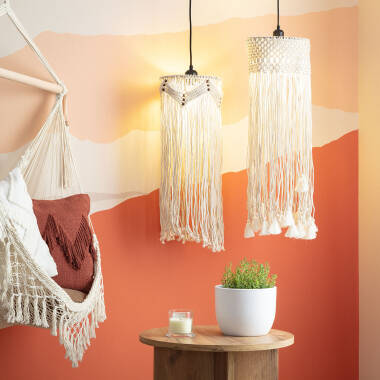 Immagine di Lampada a Sospensione Cotone Macramé Hupa