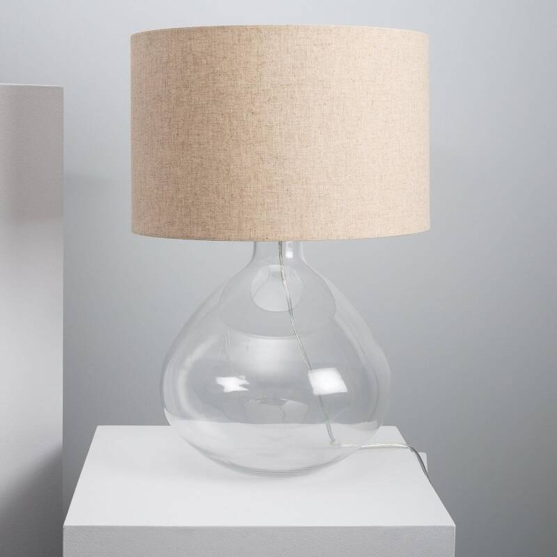 Image de Lampe à Poser Tissu et Verre Françoise