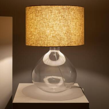 Image de Lampe à Poser Tissu et Verre Françoise