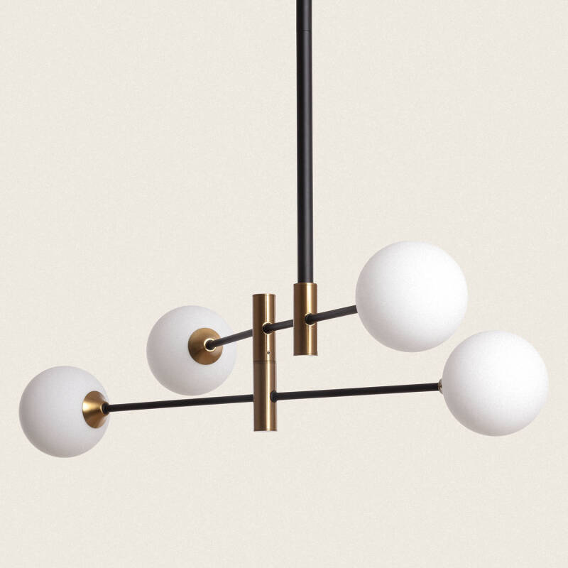 Afbeelding van Hanglamp van Metaal en Glas Bull 4 