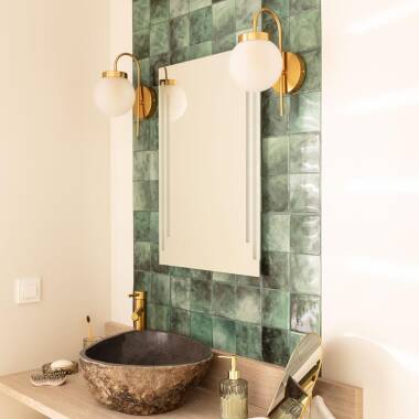 Image of Rafha Metal & Glass Outdoor Wall Lamp