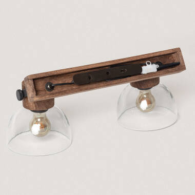 Bild von Wandleuchte Holz und Glas Dallas Glass 2 Spots ILUZZIA