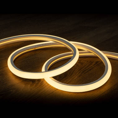 LED Pásek Neon Stmívatelný 220V Teplá Bílá Polokruhový 180 7.5W/m Střih každých 100cm IP67 Na míru