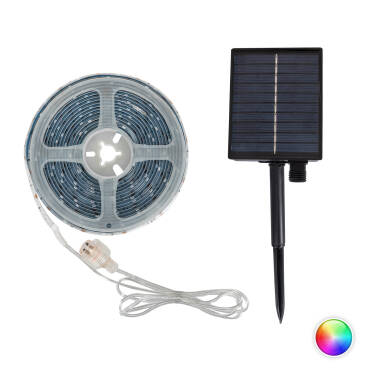 Image of 5m 3V DC Solar Outdoor RGB LED Strip 30LED/m 8mm Wide Cut at Every 3cm IP65