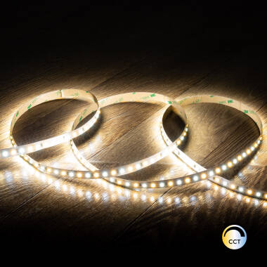 5m 12V LED Strip SMD in CCT 120LED/m 10W/m 1000lm/m 10mm Wide Cut at Every 5cm IP20