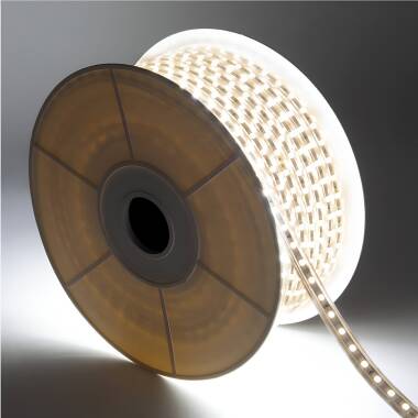 LED-Streifenrolle 220V 100 LED/m 50m Warmes Weiss IP67 Breite 14mm Schnitt alle 25 cm