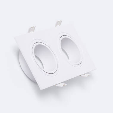 Square Adjustable Downlight Frame for Two LED GU10 / GU5.3 Bulbs, Cutout 75x155 mm