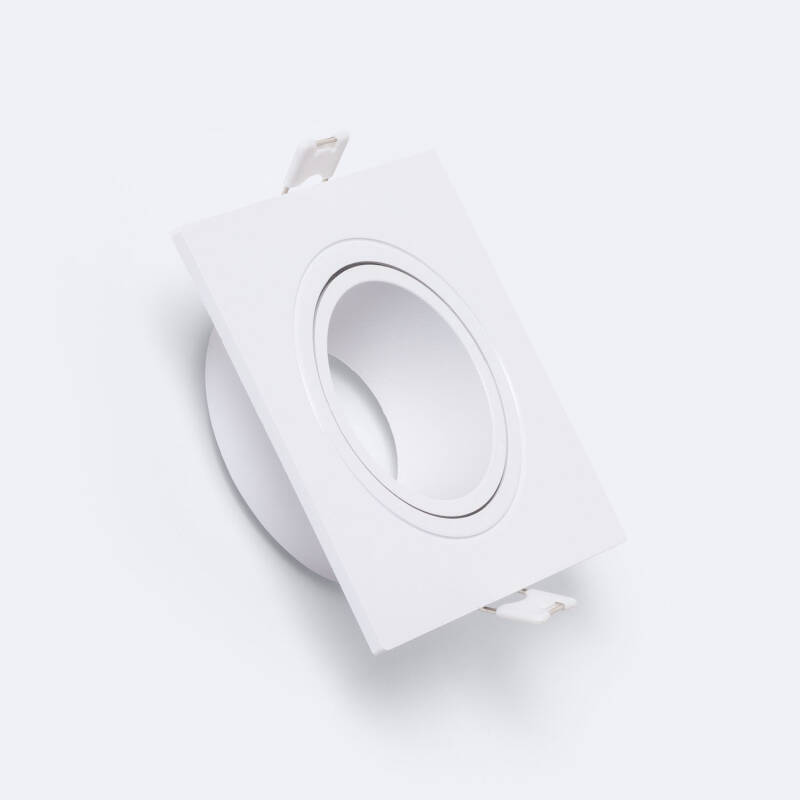 Image de Collerette Downlight Carrée Inclinable Aluminium pour Ampoule LED GU10/GU5.3 Coupe Ø 75 mm