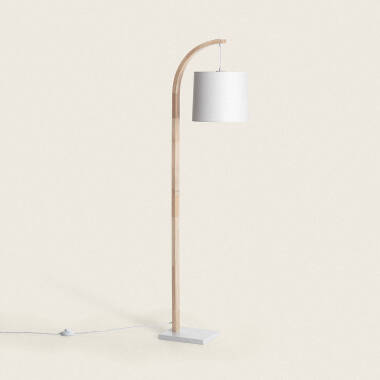 Stehlampe aus Holz und Textil Haakon
