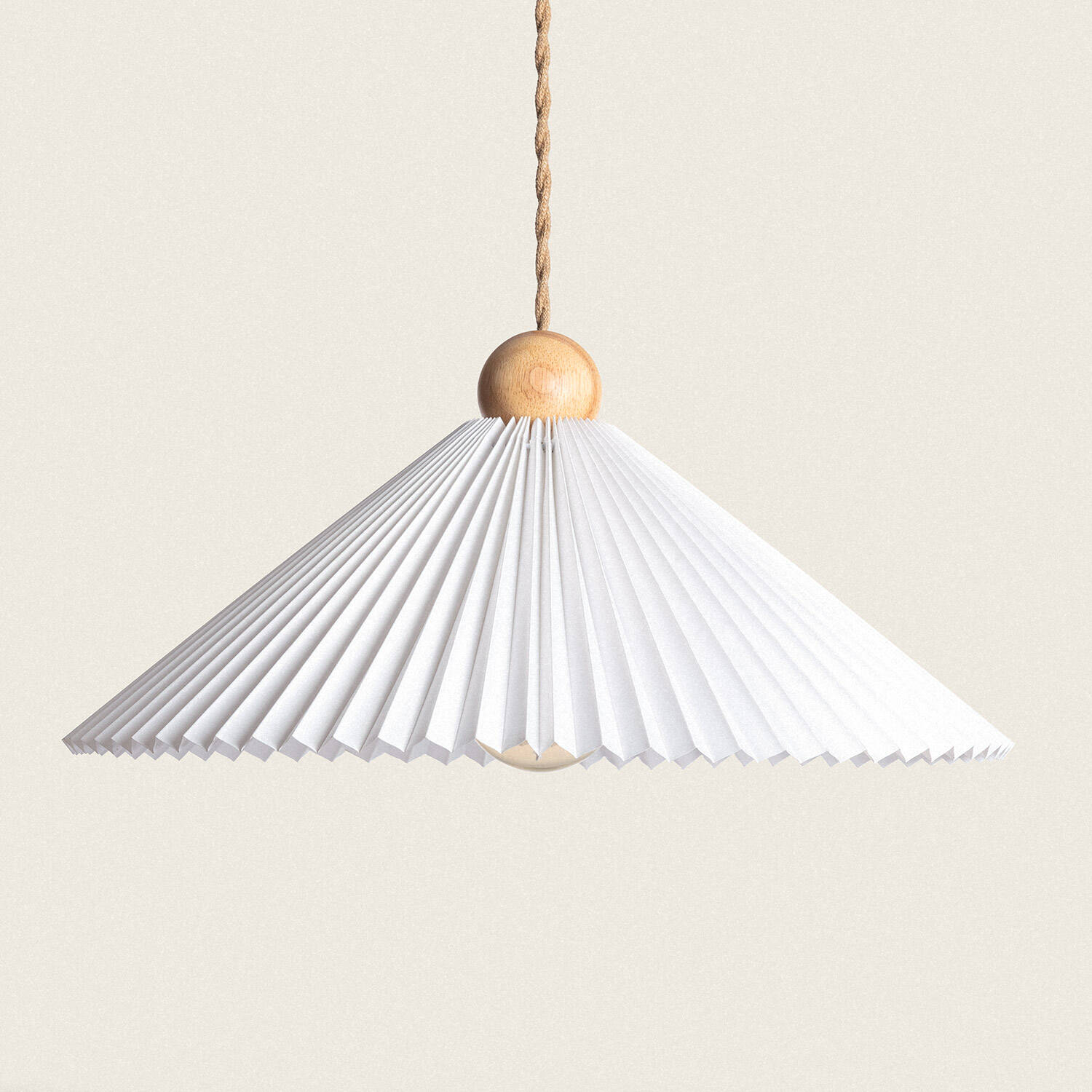 Lampa Wisząca Drewno i Materiał Luanda - widok 3