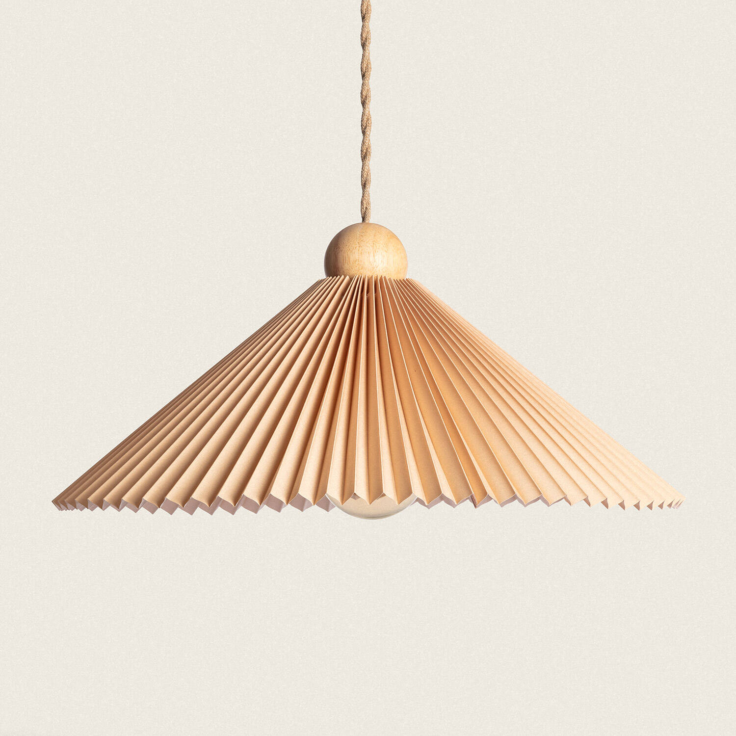 Lampa Wisząca Drewno i Materiał Luanda - widok 3