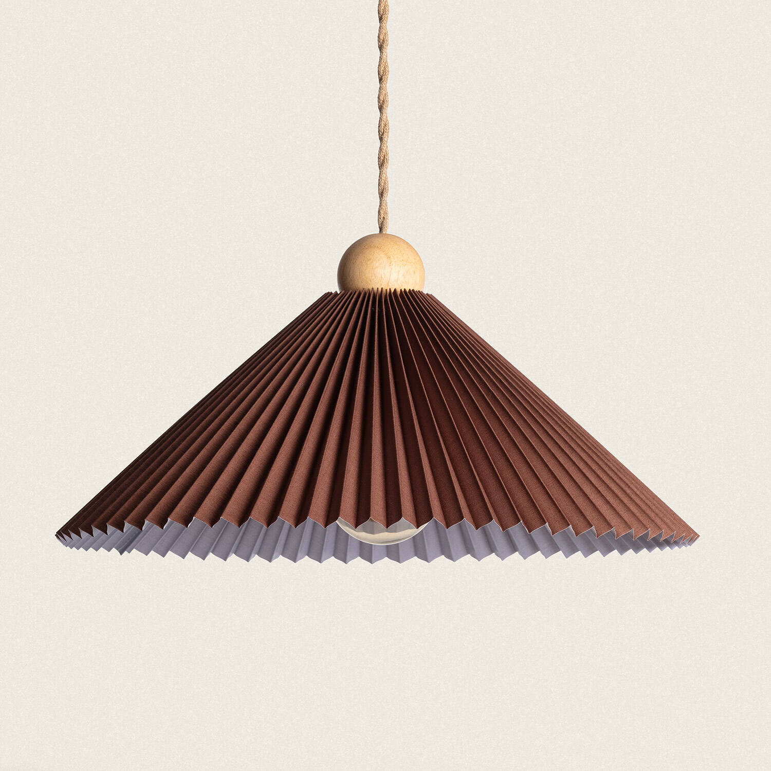 Lampa Wisząca Drewno i Materiał Luanda - widok 3