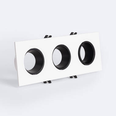 Square Tilting Downlight Bezel 75x235mm Cut Out for 3 GU10 / GU5.3 LED Bulbs