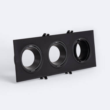 De kantelbare vierkante Downlight Ring voor drie LED GU10 / GU5.4 lampen Zaagmaat 75x235mm