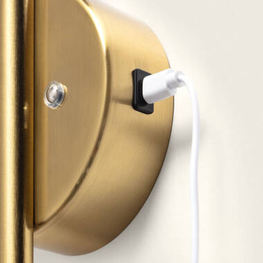 Immagine di Applique da Parete Lineare LED Metallo con Batteria Ricaricabile USB Becca