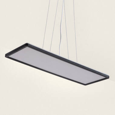 Lampada a Sospensione LED 24W Rettangolare SwitchCCT Selezionabile 580X200 mm Doppia Luce Nero