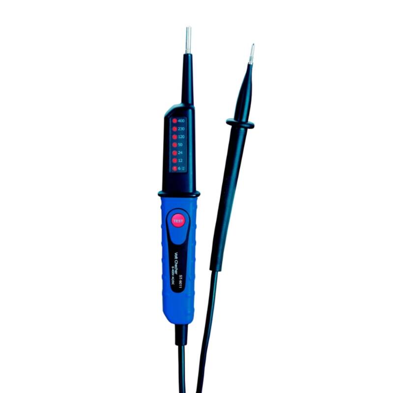 EMOS M0003B - Tester di tensione CAT III, AC/DC, tester di tensione analogico, 6 V-400 V, con indicatore di polarità, colore: Blu