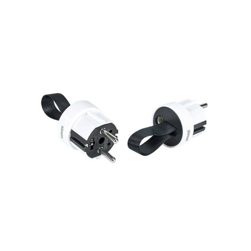 Simon Extra Flacher Stecker Mit Frontausgang – 16 A, 250 V, Mit Erdung & Easy-Pull
