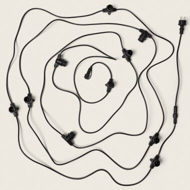 Image of Outdoor 10m Light Garland in Black with 10 B22 Lampholders IP44