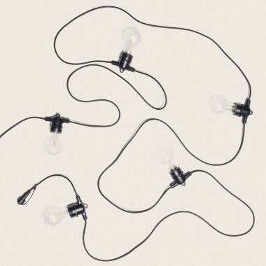 Guirnalda Luces con 5 Portalámparas E27 5m Negro IP44
