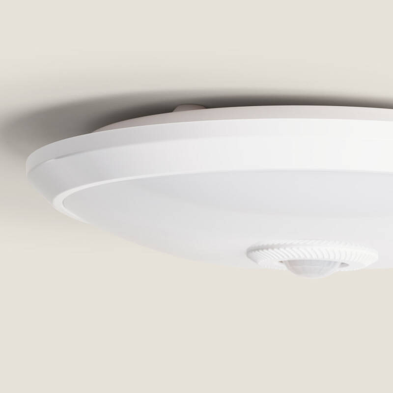 Plafonnier LED Avec Détecteur De Mouvement - 15W, 1500lm, 3 Couleurs (3000K/4000K/6000K), Ø19cm, IP44, Pour Couloir, Salle De Bain, Cave