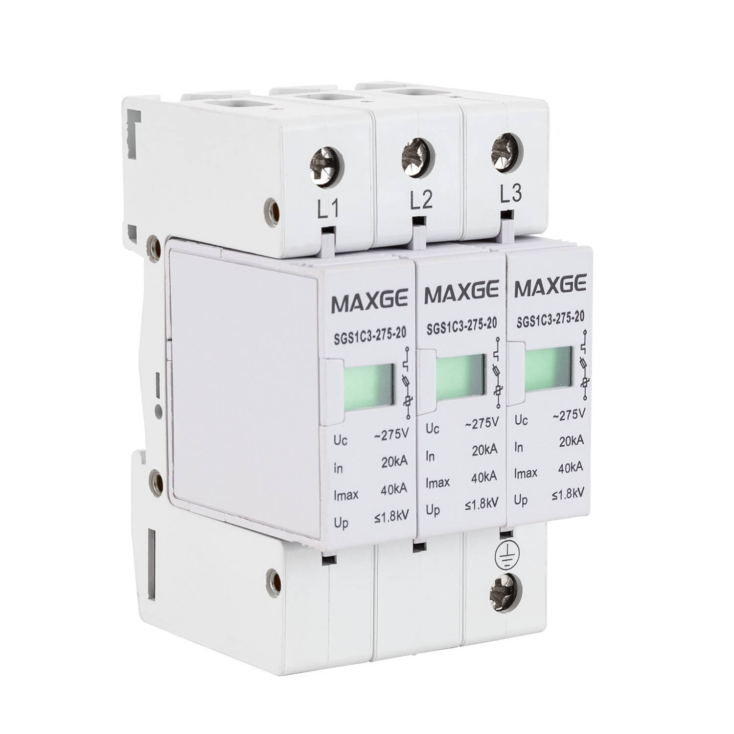 Bezpiecznik Nadmiarowo-Prądowy MAXGE 3P-Klasa II-40kA-20kA-1,6kV - widok szczegółowy