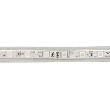 Immagine di Bobina Striscia LED Regolabile 220V AC 60 LED/m 50m Rosso IP65 Larghezza 14 mm Taglio ad ogni 100cm 
