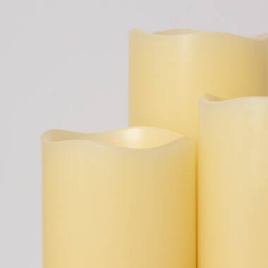 Afbeelding van Set van 3 natuurlijke wax LED kaarsen  + afstandsbediening