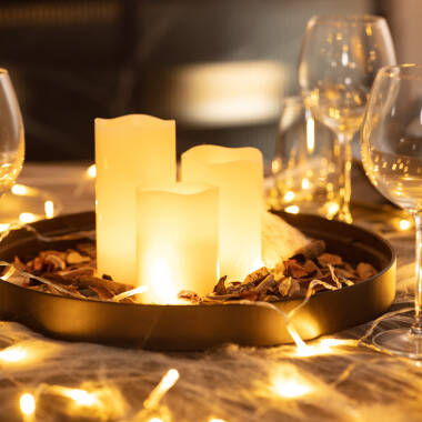 Afbeelding van Set van 3 natuurlijke wax LED kaarsen  Afbeelding van Set van 3 natuurlijke wax LED kaarsen