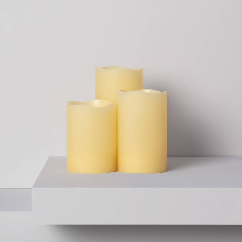 Afbeelding van Set van 3 natuurlijke wax LED kaarsen  Afbeelding van Set van 3 natuurlijke wax LED kaarsen