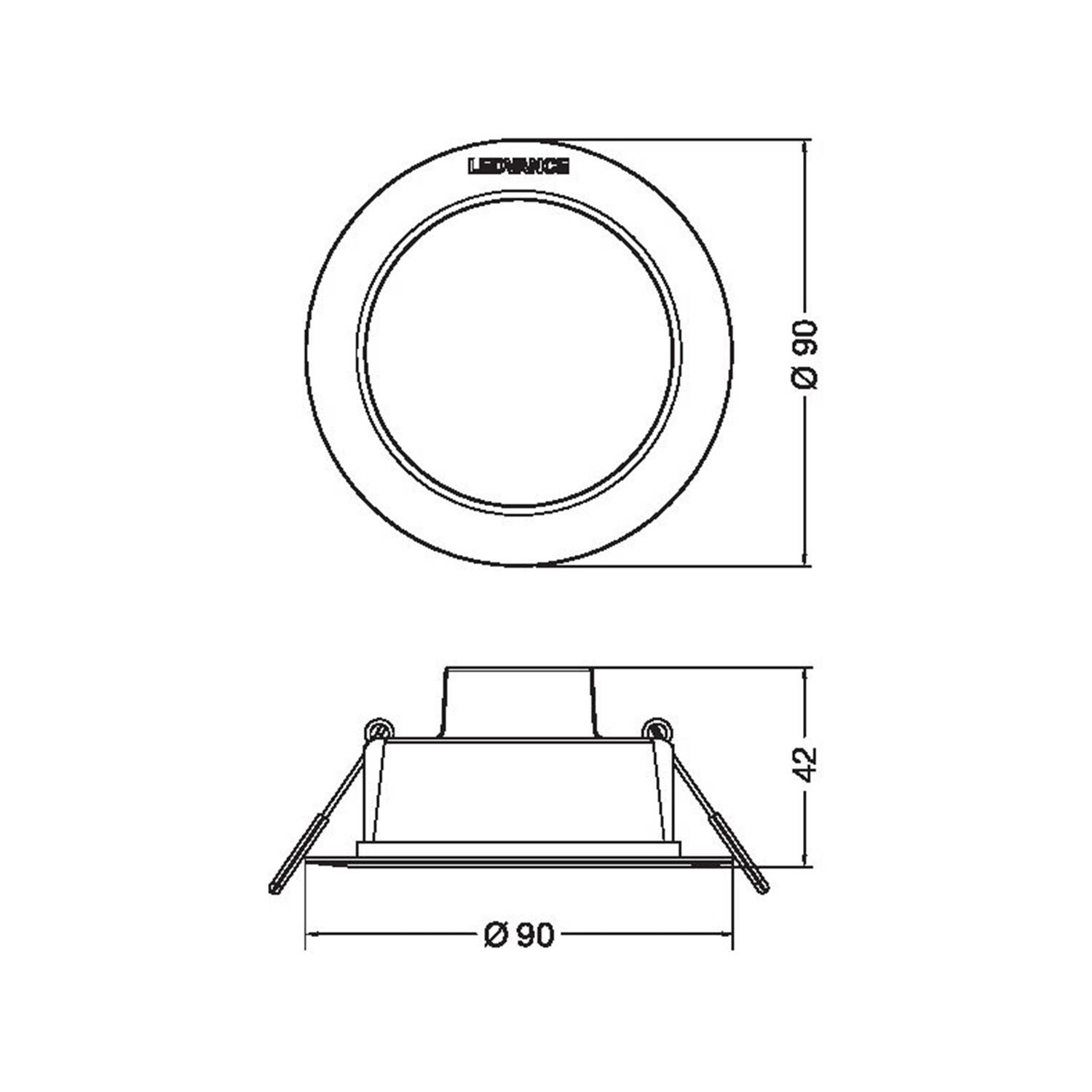 Downlight LED 4W 100lm/W IP44 Wycicie Ø75mm LEDVANCE - widok 2
