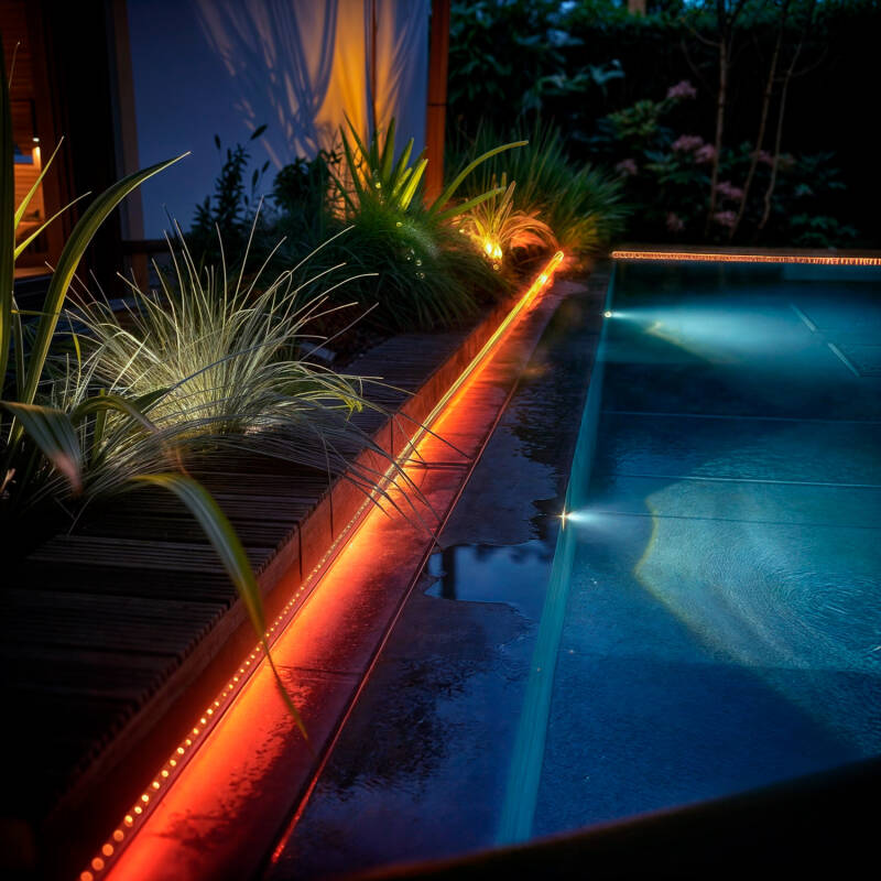 Strip LED RGB 12V 5 Metri – IP68 Impermeabile, 12W Per Interni/Esterni