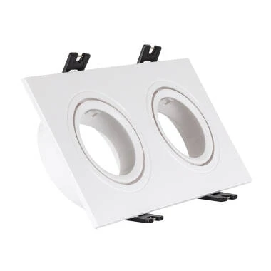 Portafaretto da Incasso Quadrato Basculante per due Lampadine LED GU10 / GU5.3 Foro 75x150 mm