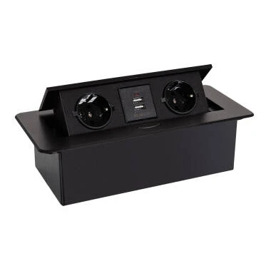 Inbouwcontactdoos met 2 stopcontacten type F en 2 USB-poorten