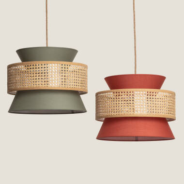 Immagine di Lampada Sospensione Rattan e Tessuto Chulu