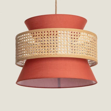 Lampa Wisząca z Rattanu i Tkaniny Chulu