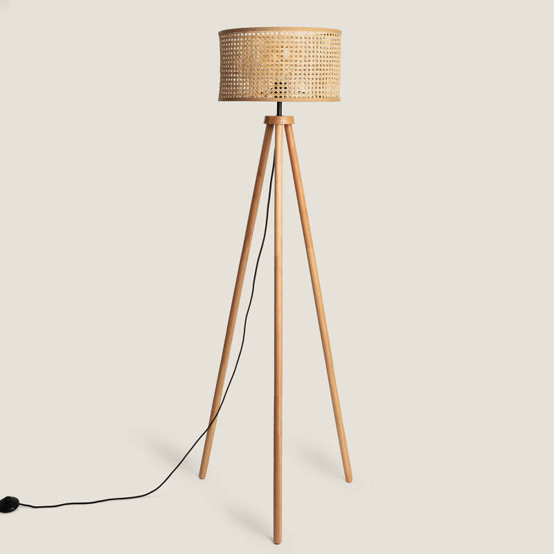 Afbeelding van Staande Lamp Rotan en Stof  Adirane