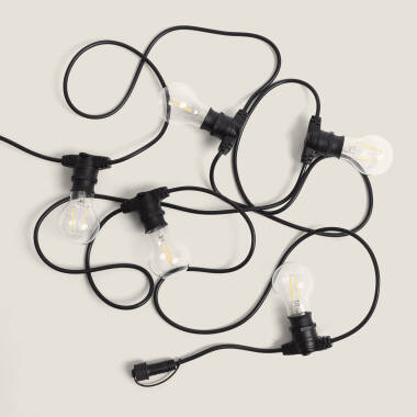 Kit Guirlande Lumineuse Extérieure IP44 5m Noir + 5 Ampoules LED Filament B22 2W