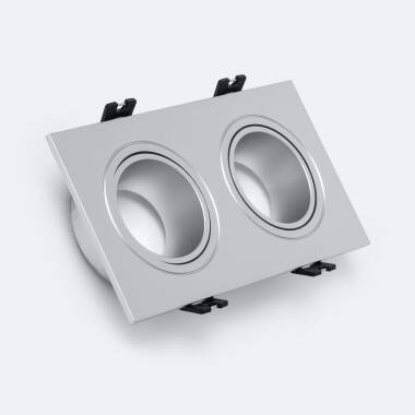 Downlight-Ring Eckig Kippbar aus für 2 LED-Birnen GU10 / GU5.3