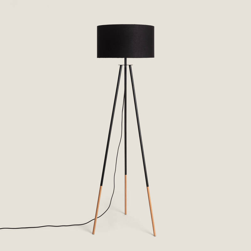 Image de Lampadaire Bois et Textile Kathathu