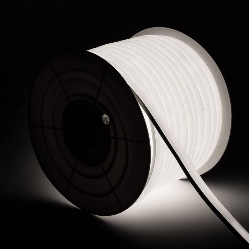 Bild von LED Streifenrolle Neon Dimmbar 220V 50m Kaltweiß Halbrund 180° 7.5W/m Schnitt 100cm IP67