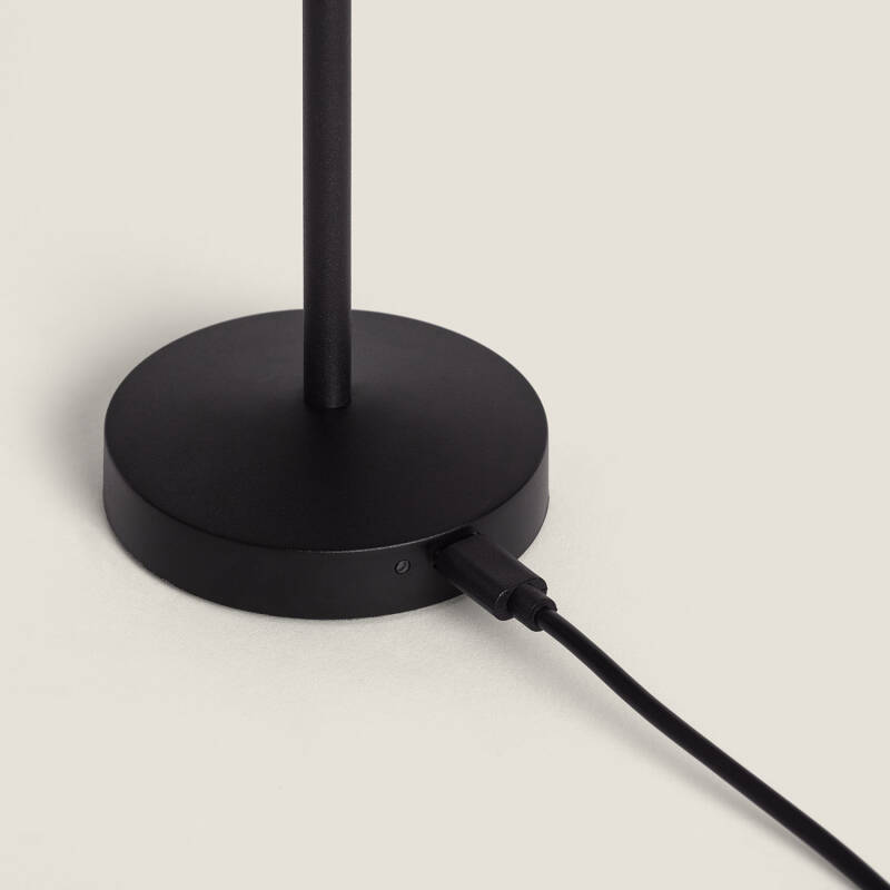 Immagine di Lampada da Tavolo LED Portatile per Esterni Metallo con Batteria USB Ricaricabile Lendora Smoke