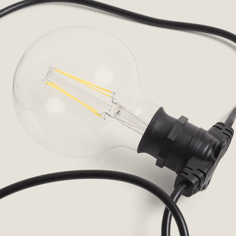 LEDKIA LIGHTING Außen-Girlande Mit 8 E27 Fassungen – 5,5 Meter, Schwarz, IP65 Wasserdicht – Perfekt Für Garten & Terrasse
