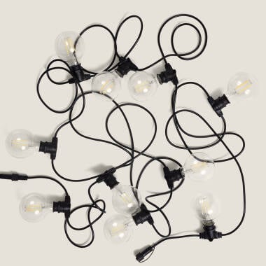 Zestaw Girlanda Oświetlenie Zewnętrze IP44 10m Czarny + 10 Żarówek Filament LED B22 6W G95