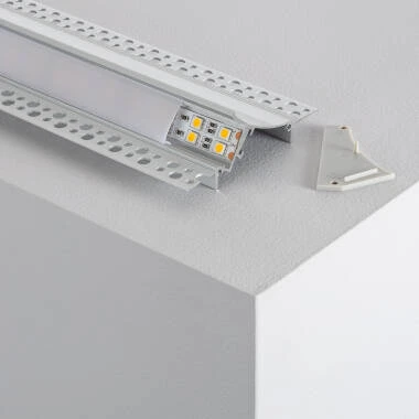 Plaster-in Recessed 1m Aluminium Profile with Continuous Cover for LED Strip up to 20mm