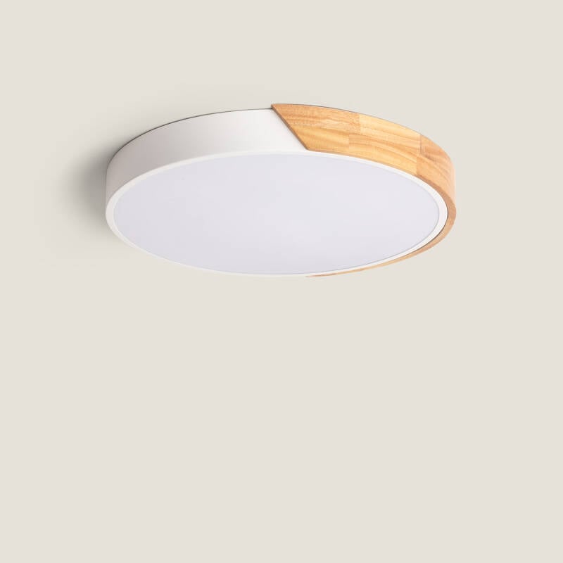 Afbeelding van Plafondlamp LED 24 W Rond Hout en aluminium Ø418mm CCT Selecteerbaar Semi-Dari