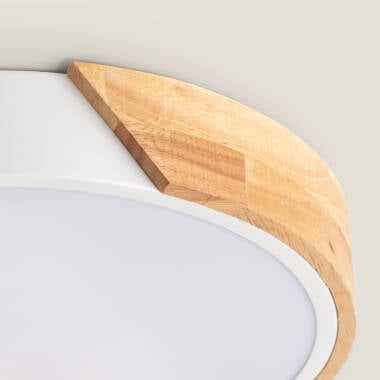 Afbeelding van Plafondlamp LED 24 W Rond Hout en aluminium Ø418mm CCT Selecteerbaar Semi-Dari