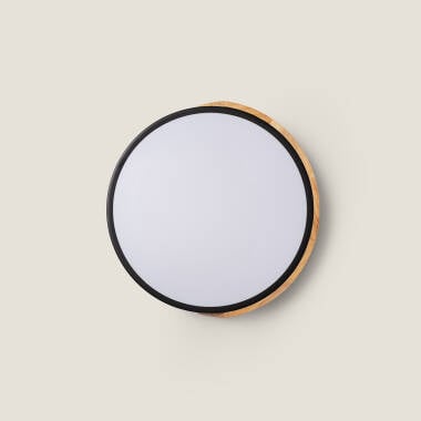 Immagine di Plafoniera LED Circolare da 18 W in Legno e Alluminio, Ø 320 mm, CCT Selezionabile, Semi-Dari