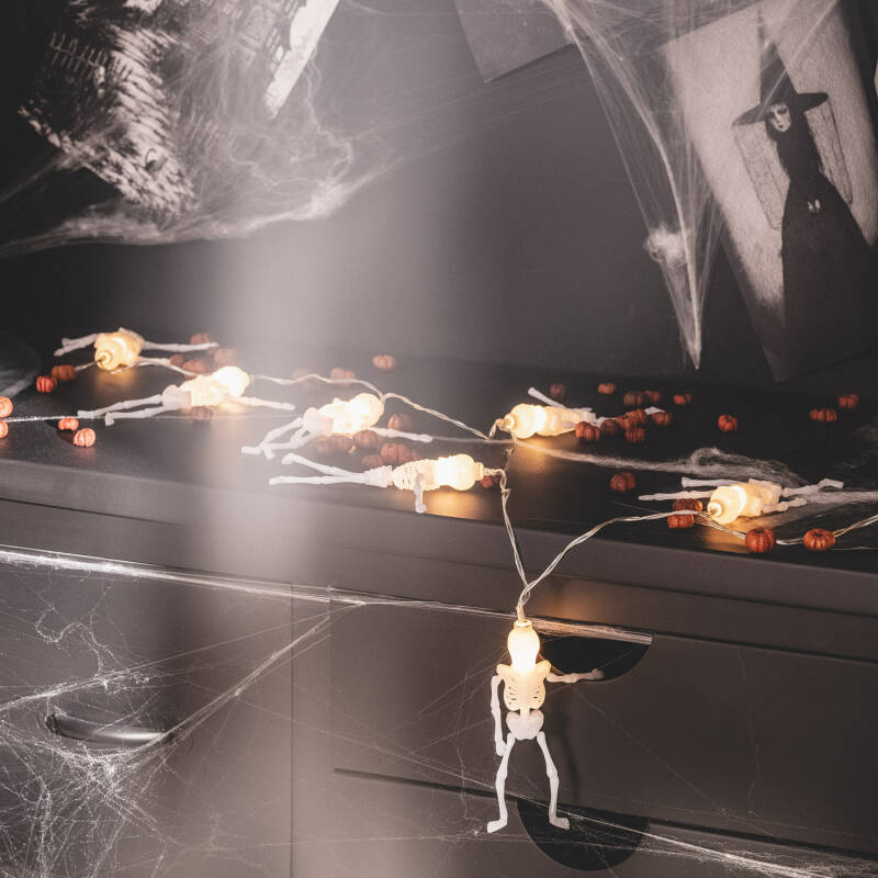 Image de Guirlande LED Squelettes d'Halloween à Piles 1,65 m 