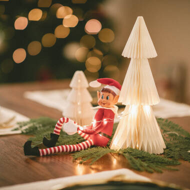 Afbeelding van Kerstboom van Papier LED op Batterijen Amethy